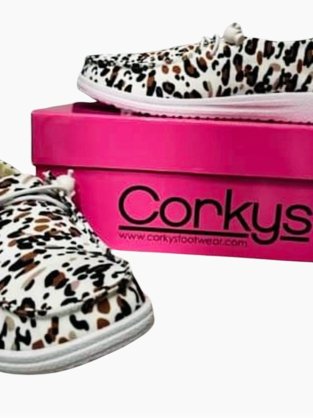 Corkys White Leopard “KAYAK” Slip-On Sneakers, size 7, brand new, never worn!